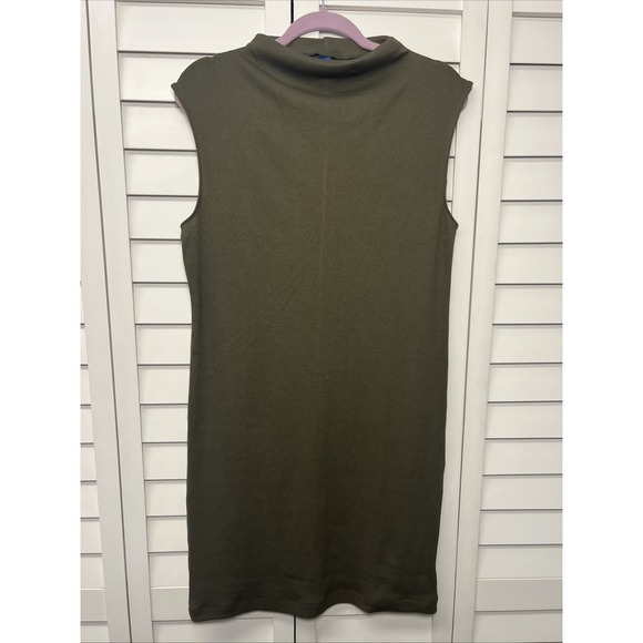 Old Navy Sleeveless Mock Neck Ribbed Knit Stretch Dress Size Large Olive Green - Picture 1 of 6